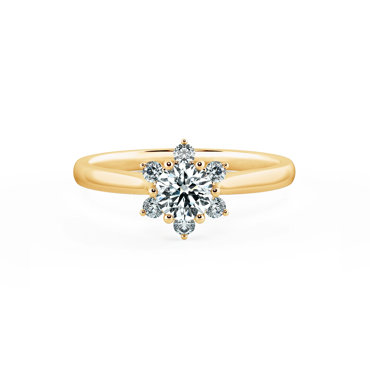 Small Halo Snowflake Engagement Ring with Shiny Band NCH2001 1